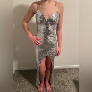 Gorgeous B darling - size 0 silver prom dress